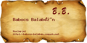 Babocs Balabán névjegykártya